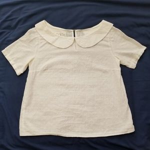 White Swiss Dot, Peter Pan Collar, keyhole blouse